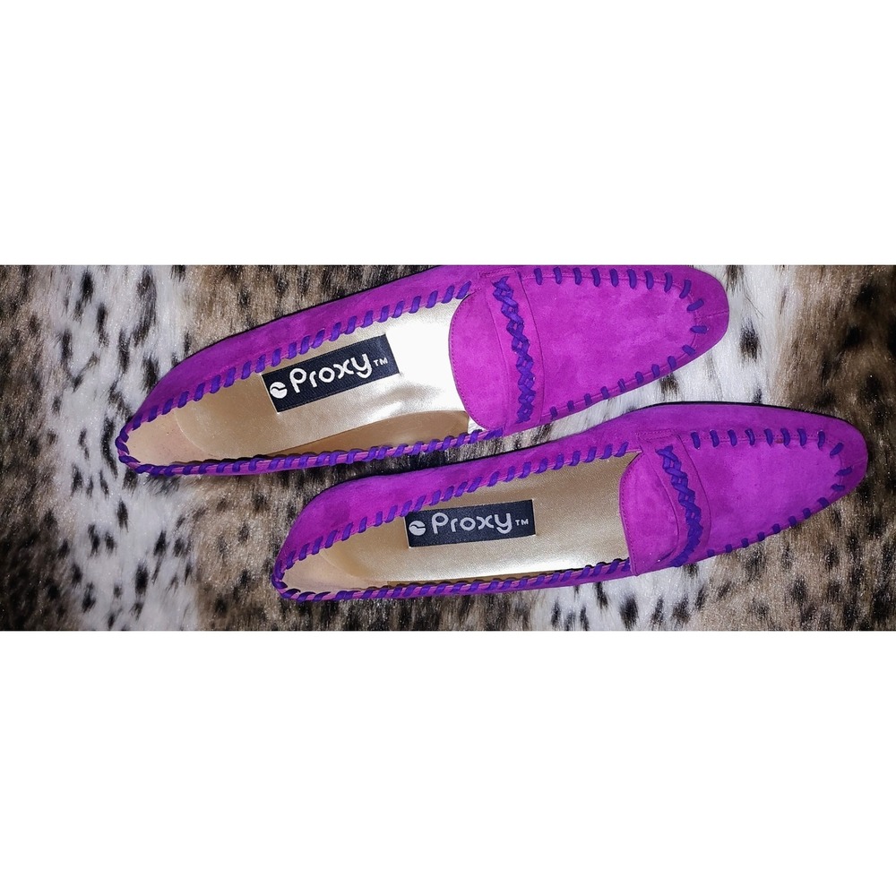 Proxy Fuchsia Suede Flat Shoes With Blue Stitching Size 9N NEW With Box - Picture 7 of 7